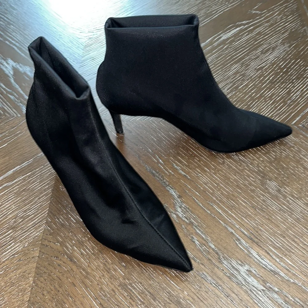 Tony Bianco black satin sock ankle bootie Size 6